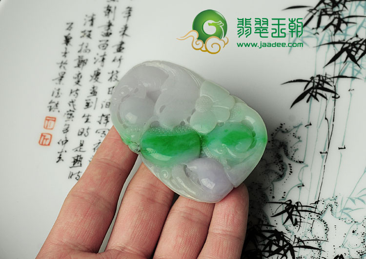 糯冰种春带彩缅甸翡翠金玉满堂挂件