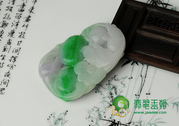 糯冰种春带彩缅甸翡翠金玉满堂挂件