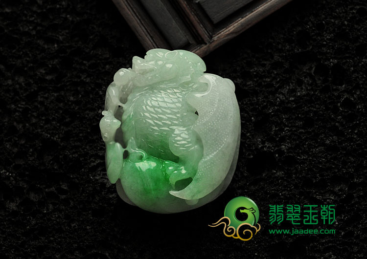 糯冰种飘翠缅甸翡翠福寿双全挂件