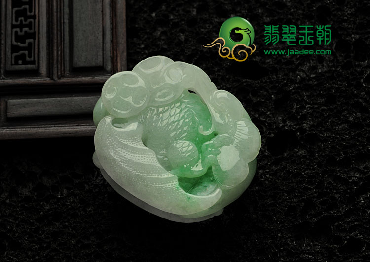 糯冰种飘翠缅甸翡翠福寿双全挂件
