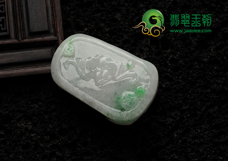 糯冰种飘翠缅甸翡翠三阳开泰挂件