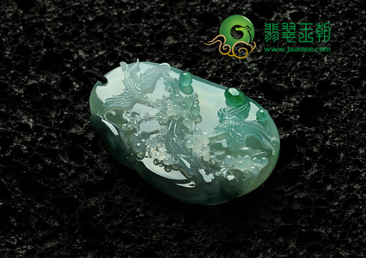 冰种飘花缅甸翡翠喜上眉梢挂件