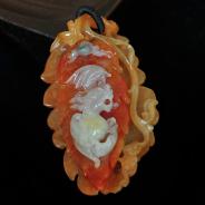 糯冰种红黄翡缅甸翡翠一夜成龙挂件