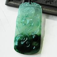冰玻种飘花缅甸翡翠貔貅如意挂件