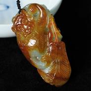 糯冰种褐红翡缅甸翡翠灵猴献福挂件