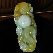 糯冰种飘花缅甸翡翠长生如意挂件