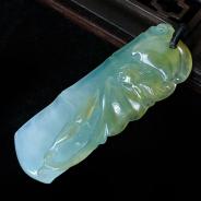 冰种晴水黄翡缅甸翡翠节节高挂件