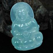 冰种晴水缅甸翡翠观音挂件