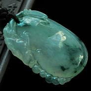 冰种飘花缅甸翡翠福瓜挂件