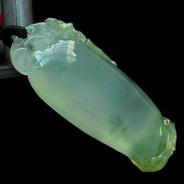 冰种黄翡飘花缅甸翡翠福瓜挂件