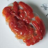 糯冰种红翡缅甸翡翠金蟾如意挂件