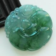 冰种飘花缅甸翡翠如意挂件