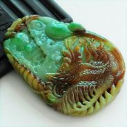 糯冰种三彩缅甸翡翠丹凰鸣阳挂件