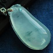 冰种飘花缅甸翡翠包白金扣福瓜挂件