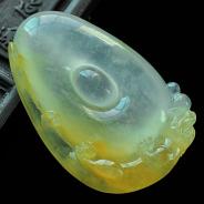 冰种黄翡缅甸翡翠福在眼前挂件