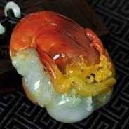 糯冰种红黄翡缅甸翡翠喜上眉梢手玩件