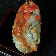 糯冰种红黄翡缅甸翡翠凤舞九天手玩件