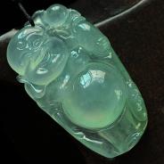 冰玻种晴水缅甸翡翠逍遥佛挂件