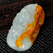 糯冰种黄翡缅甸翡翠富贵双喜挂件