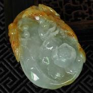 冰种黄翡缅甸翡翠富贵惊人挂件