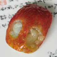 糯冰种红翡缅甸翡翠双喜临门挂件