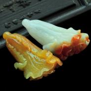 糯冰种红黄翡缅甸翡翠白菜挂件（单价）