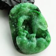 糯冰种瓜皮绿缅甸翡翠英雄挂件