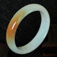 糯冰种红黄翡缅甸翡翠手镯（52.7mm ）