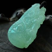 冰种晴水缅甸翡翠生意兴隆挂件