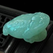 冰种晴水缅甸翡翠金蟾挂件