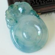 冰种紫罗兰飘花缅甸翡翠福在眼前挂件