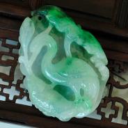 糯冰种飘花缅甸翡翠一路连科挂件