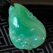 冰种翠色缅甸翡翠福禄寿挂件