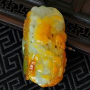 糯冰种黄翡缅甸翡翠富贵花开挂件