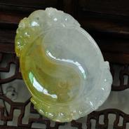 冰种黄翡缅甸翡翠八卦挂件