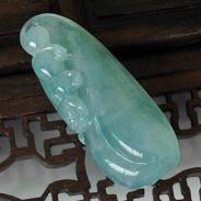 冰种蓝晴水缅甸翡翠福瓜挂件