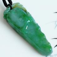 糯冰种黄加绿缅甸翡翠福在眼前挂件