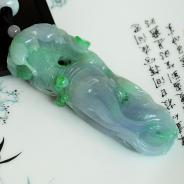 糯冰种春带彩缅甸翡翠佛手手玩件