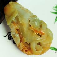 糯冰种黄翡缅甸翡翠丹凤朝阳手玩件