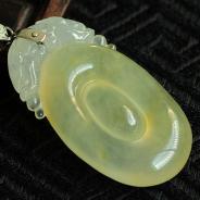 冰种黄翡缅甸翡翠福在眼前挂件