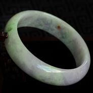 糯冰种春带彩缅甸翡翠手镯（56.5mm）