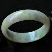 糯冰种春带彩缅甸翡翠手镯（56.4mm）