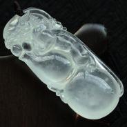 玻璃种强莹光缅甸翡翠福禄寿挂件