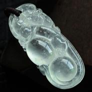 玻璃种强莹光缅甸翡翠福禄寿挂件