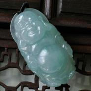 糯冰种蓝晴水缅甸翡翠站佛挂件