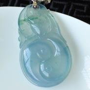 冰玻种紫罗兰飘花缅甸翡翠福在眼前挂件