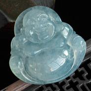 冰玻种飘花缅甸翡翠玉佛挂件