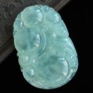 冰种晴水缅甸翡翠如意寿挂件