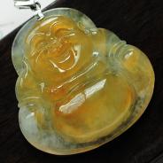 冰种黄翡缅甸翡翠玉佛挂件