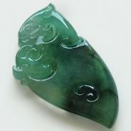 冰种飘花缅甸翡翠龙凤呈祥挂件